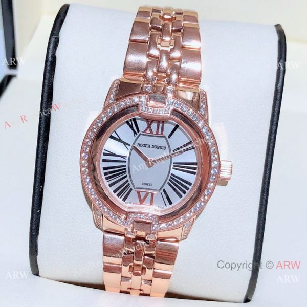 Copy Roger Dubuis Velvet Quartz Watches Rose Gold Black Dial Copy Roger Dubuis Velvet Quartz Watches Rose Gold Black Dial