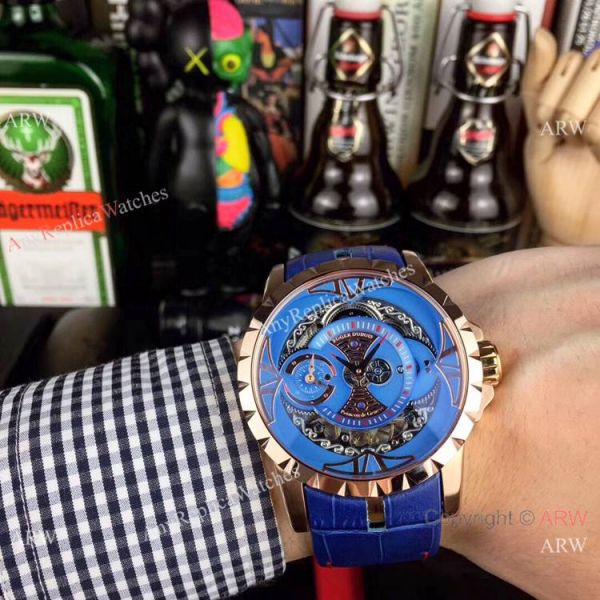Copy Roger Dubuis Excalibur Quatuor Watches SS Blue Dial Copy Roger Dubuis Excalibur Quatuor Watches SS Blue Dial