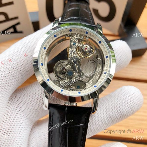 New Copy Corum Bridge Transparent Dial Rose Gold Corum Watch Diamond Inner New Copy Corum Bridge Transparent Dial Rose Gold Corum Watch Diamond Inner