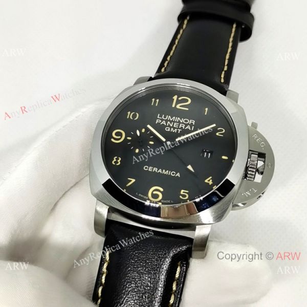 Officine Luminor GMT PAM00441 Watch Black Dial Black Leather Strap Officine Luminor GMT PAM00441 Watch Black Dial Black Leather Strap
