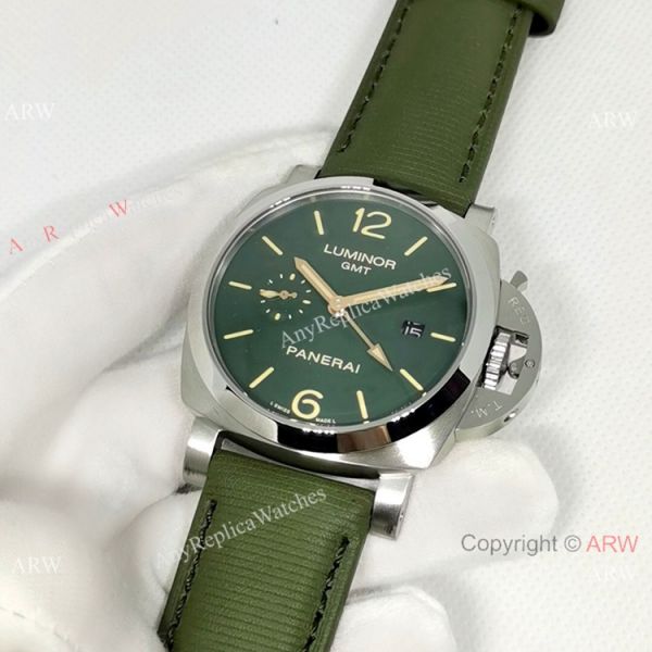 Replica Officine Luminor GMT 44MM Watch Stainless Steel Dark green Dial Replica Officine Luminor GMT 44MM Watch Stainless Steel Dark green Dial