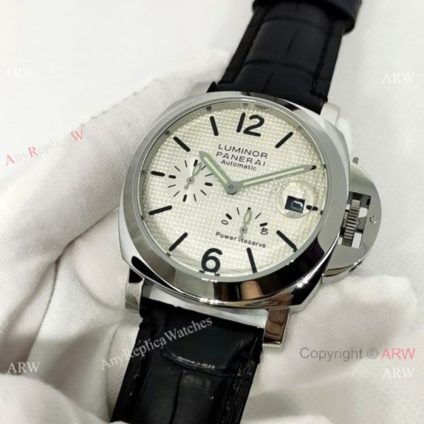 Fake Officine Luminor Power Reserve Watch White Dial Black Leather Band Fake Officine Luminor Power Reserve Watch White Dial Black Leather Band