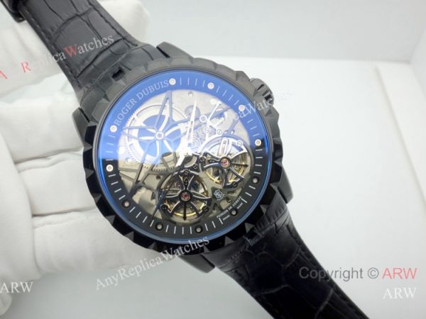Roger Dubuis Excalibur Double Tourbillon Replica Watch All Black Roger Dubuis Excalibur Double Tourbillon Replica Watch All Black