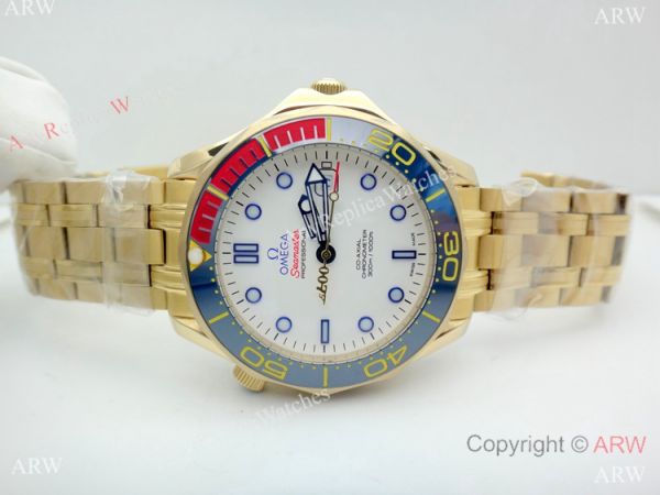 New Copy Omega Commanders 007 James Bond Yellow Gold Men Watch New Copy Omega Commanders 007 James Bond Yellow Gold Men Watch