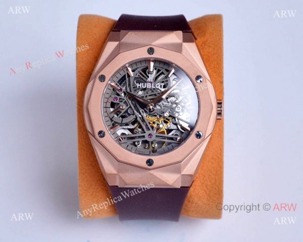 Copy Hublot Classic Fusion Skeleton Watches Rose Gold Rubber Strap Copy Hublot Classic Fusion Skeleton Watches Rose Gold Rubber Strap