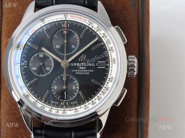 (BLS) New Breitling Premier Chronograph Replica Watch Black Dial Black Leather Strap (BLS) New Breitling Premier Chronograph Replica Watch Black Dial Black Leather Strap