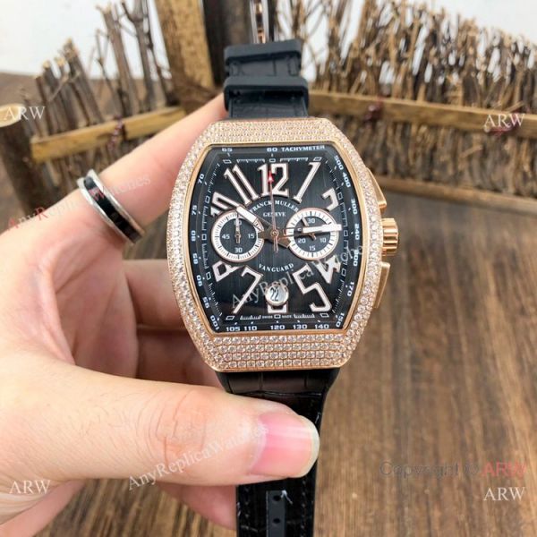 Best Replica Franck Muller Vanguard Chronograph Men Watch SS Diamond Case Black Dial Best Replica Franck Muller Vanguard Chronograph Men Watch SS Diamond Case Black Dial