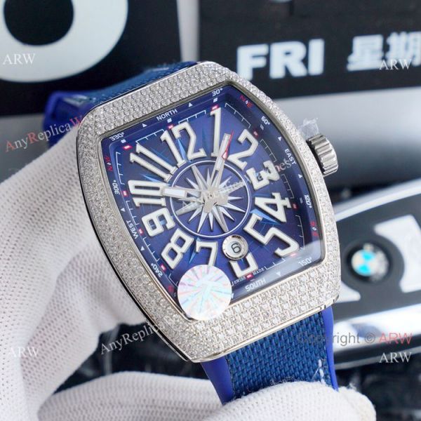 Clone Franck Muller Vanguard Yachting Silver Diamond Watches Automatic Clone Franck Muller Vanguard Yachting Silver Diamond Watches Automatic