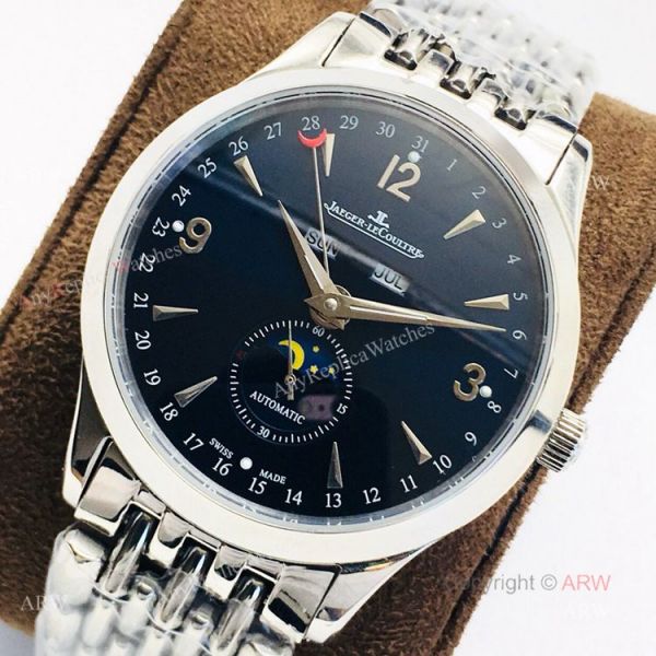 (JLF) Replica Jaeger-Lecoultre Master Ultra Thin Stainless Steel Black Dial Watch For Men (JLF) Replica Jaeger-Lecoultre Master Ultra Thin Stainless Steel Black Dial Watch For Men