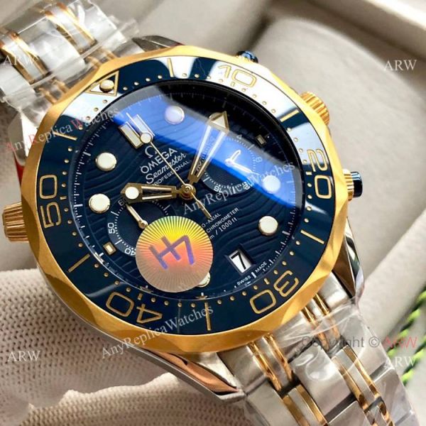 Copy Omega Seamaster 300M Chronograph Watch Two Tone Rose Gold Dark Blue Dial Copy Omega Seamaster 300M Chronograph Watch Two Tone Rose Gold Dark Blue Dial