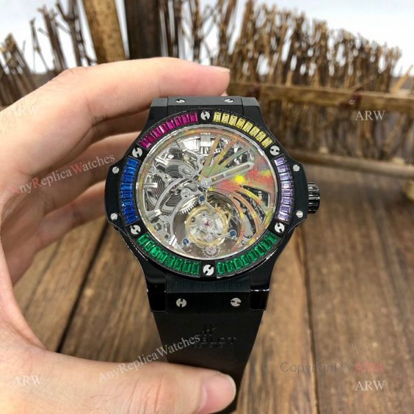 1:1 Swiss Replica Hublot Tourbillon Skeleton Big Bang Black Rainbow Watch 1:1 Swiss Replica Hublot Tourbillon Skeleton Big Bang Black Rainbow Watch