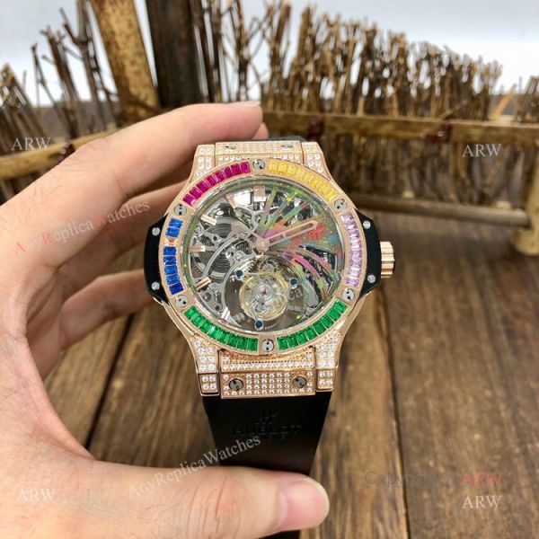 1:1 Quality Replica Hublot Tourbillon Skeleton Rose Gold Rainbow Watch 1:1 Quality Replica Hublot Tourbillon Skeleton Rose Gold Rainbow Watch