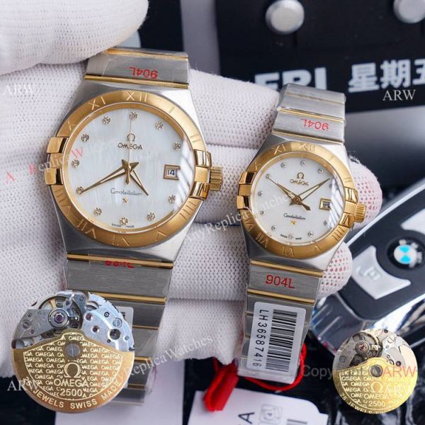 New Omega Constellation Two Tone Rose Gold White MOP Dial Wrist Omega Couple Watch New Omega Constellation Two Tone Rose Gold White MOP Dial Wrist Omega Couple Watch