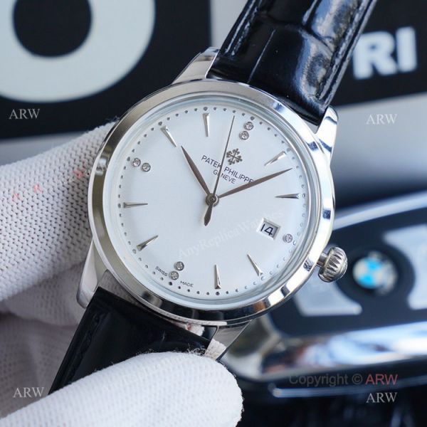 New Patek Philippe Geneve Copy Watches White Dial Black Leather Strap New Patek Philippe Geneve Copy Watches White Dial Black Leather Strap