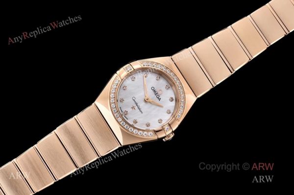 Swiss Quartz Replica Omega Constellation Rose Gold Diamond Ladies Watch 25mm Swiss Quartz Replica Omega Constellation Rose Gold Diamond Ladies Watch 25mm