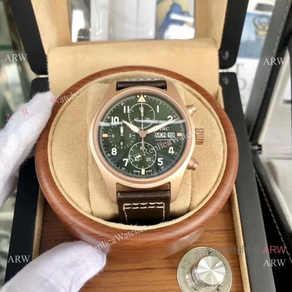 AAA Quality IWC Pilots Spitfire Chronograph Watch Rose Gold Green Dial AAA Quality IWC Pilots Spitfire Chronograph Watch Rose Gold Green Dial
