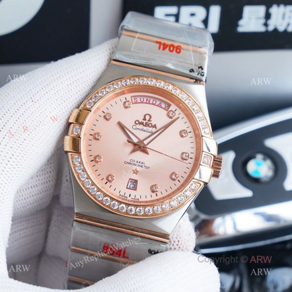 1:1 Swiss Replica Omega Constellation Double Eagle Rose Gold Diamond Watch 38mm 1:1 Swiss Replica Omega Constellation Double Eagle Rose Gold Diamond Watch 38mm