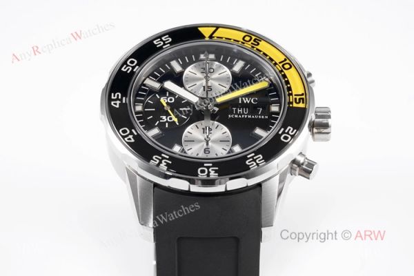 Replica IWC Aquatimer Chronograph Black Yellow Bezel Asia 7750 Watch 44mm Replica IWC Aquatimer Chronograph Black Yellow Bezel Asia 7750 Watch 44mm