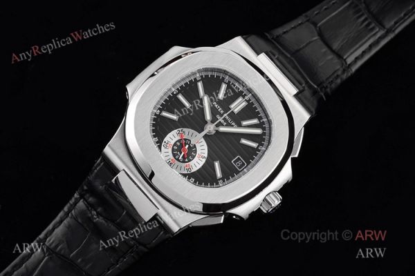 New Patek Philippe Nautilus 5980 Black Dial Black Leather Strap Swiss Made Replica Watch New Patek Philippe Nautilus 5980 Black Dial Black Leather Strap Swiss Made Replica Watch