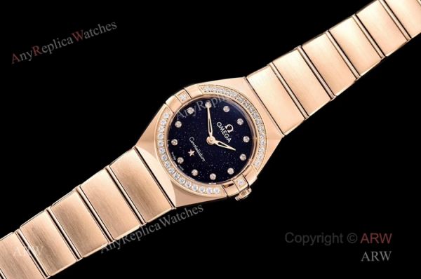 GF Factory Swiss Replica Omega Constellation Black Aventurine Dial Rose Gold Diamond Watch GF Factory Swiss Replica Omega Constellation Black Aventurine Dial Rose Gold Diamond Watch