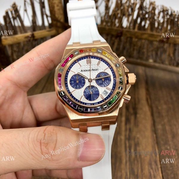 Women Audemars Piguet Royal Oak Offshore Watches Rainbow Bezel Green Dial Women Audemars Piguet Royal Oak Offshore Watches Rainbow Bezel Green Dial