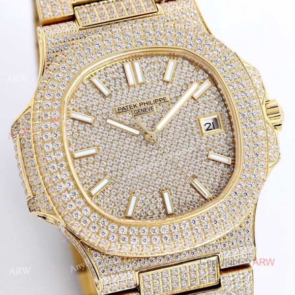 Iced Out Patek Philippe 5719 Patek Philippe Nautilus Bust Down All Gold Watch Replica Iced Out Patek Philippe 5719 Patek Philippe Nautilus Bust Down All Gold Watch Replica