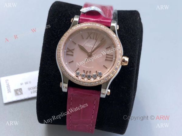 Swiss Replica Chopard Happy Diamonds Ladies Watch With Rose Gold Diamond Bezel Swiss Replica Chopard Happy Diamonds Ladies Watch With Rose Gold Diamond Bezel