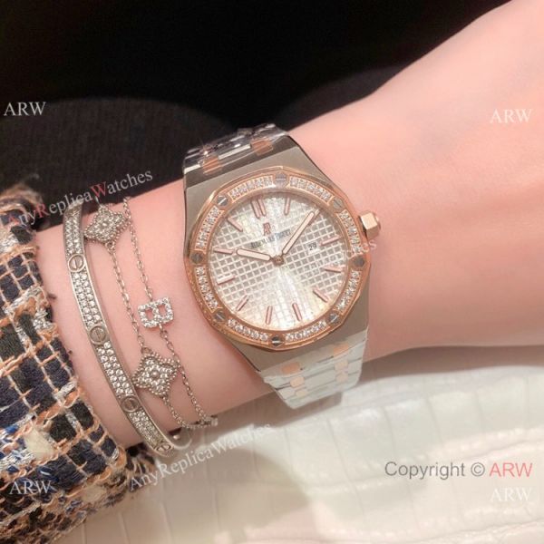 Clone Audemars Piguet Royal Oak Ladies Watch Two Tone Rose Gold Diamond Clone Audemars Piguet Royal Oak Ladies Watch Two Tone Rose Gold Diamond