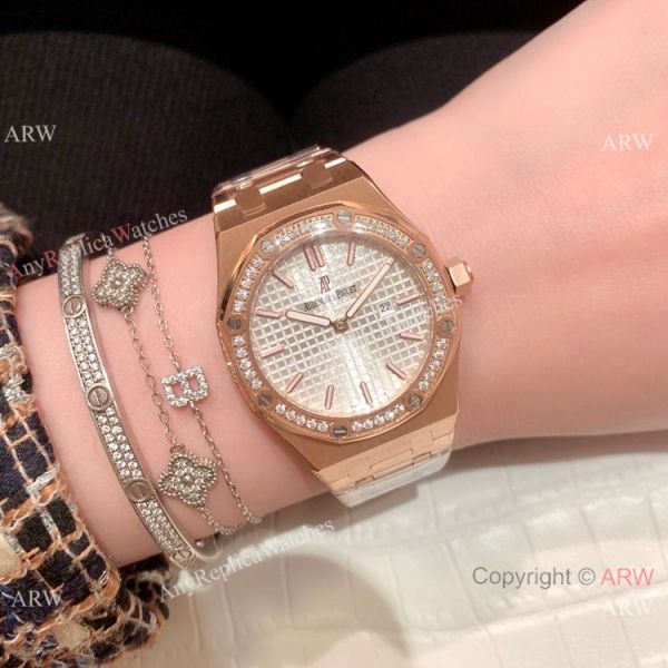 Clone Audemars Piguet Royal Oak Ladies Watches Rose Gold Diamond Bezel Clone Audemars Piguet Royal Oak Ladies Watches Rose Gold Diamond Bezel