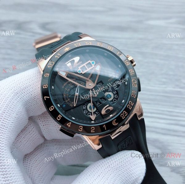 Ulysse Nardin GMT Perpetual Blue Bezel Rose Gold Men Watches Ulysse Nardin GMT Perpetual Blue Bezel Rose Gold Men Watches