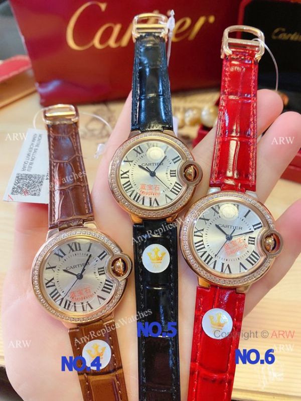 Copy Cartier Ballon Bleu De Leather Strap Watches 33mm Quartz Copy Cartier Ballon Bleu De Leather Strap Watches 33mm Quartz