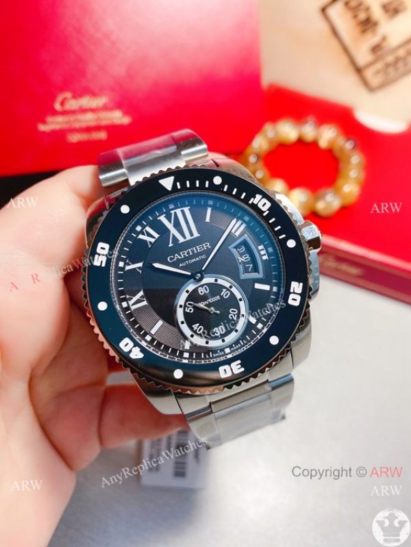 New! Replica Cartier Calibre de Quartz Watches Black Dial Rose Gold New! Replica Cartier Calibre de Quartz Watches Black Dial Rose Gold