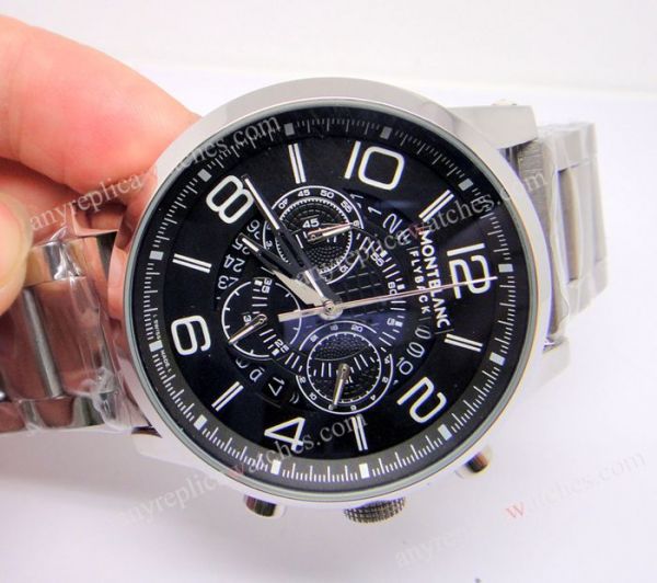 Clone Montblanc Flyback SS Black Face Chronograph Watch Clone Montblanc Flyback SS Black Face Chronograph Watch