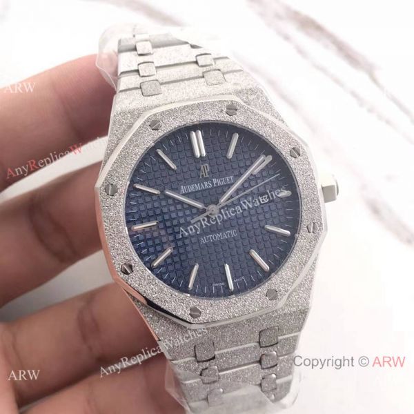 JF Factory Newest Audemars Piguet Replica Royal Oak SS Frosted 41mm Blue Dial Watch JF Factory Newest Audemars Piguet Replica Royal Oak SS Frosted 41mm Blue Dial Watch
