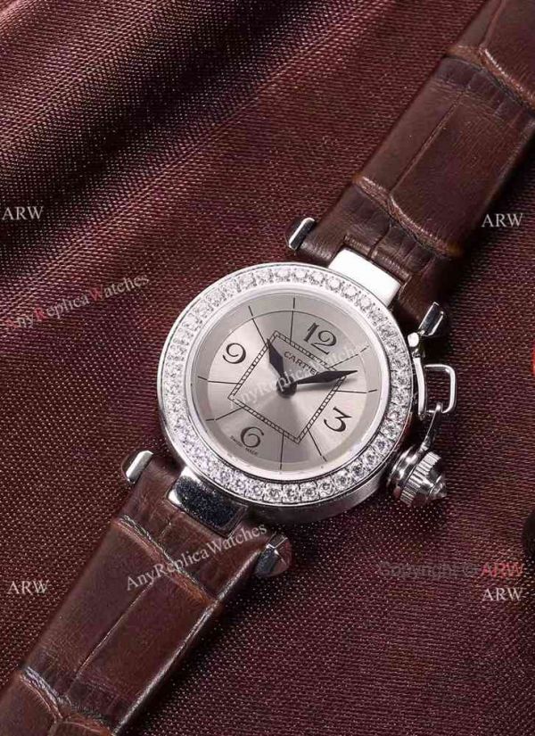 Replica Cartier Pasha SS Diamond Bezel Purple Strap Watch Ladies 28mm Replica Cartier Pasha SS Diamond Bezel Purple Strap Watch Ladies 28mm