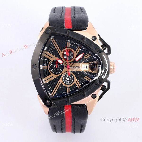 New Copy Lamborghini Spyder 9004 Chrono Watch Rose Gold Black Bezel New Copy Lamborghini Spyder 9004 Chrono Watch Rose Gold Black Bezel