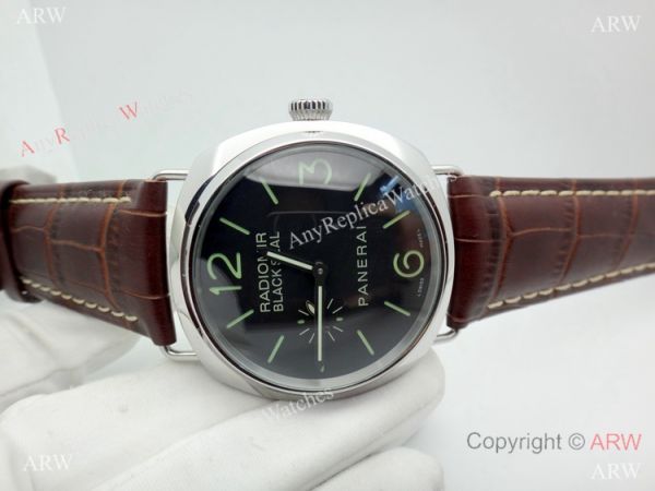 Panerai PAM183 Black Seal Watch SS Brown Leather Strap Panerai PAM183 Black Seal Watch SS Brown Leather Strap