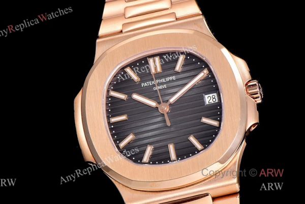 (GR) V2 Version 5711 Patek Philippe Nautilus Rose Gold Grey Dial Swiss Clone Watches (GR) V2 Version 5711 Patek Philippe Nautilus Rose Gold Grey Dial Swiss Clone Watches