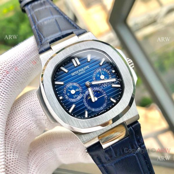 Copy Patek Philippe Nautilus White Face Annual Calendar Watch Brown Leather Strap Copy Patek Philippe Nautilus White Face Annual Calendar Watch Brown Leather Strap