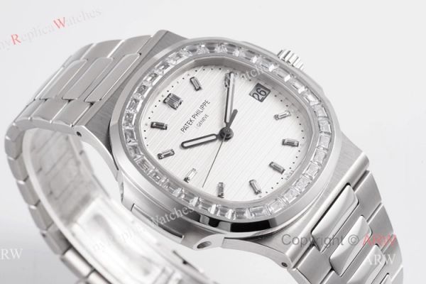 (PPF) V4 Version Best Replica Patek Philippe Diamond Watch With White Dial Diamond Markers (PPF) V4 Version Best Replica Patek Philippe Diamond Watch With White Dial Diamond Markers