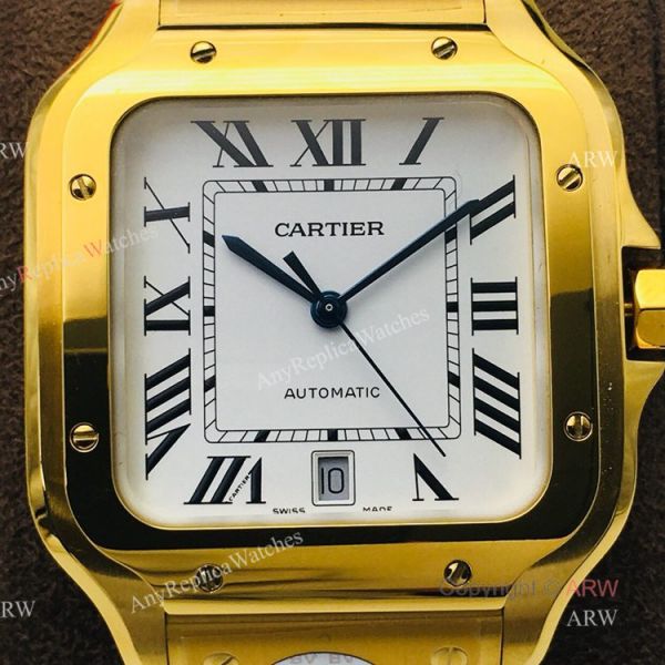 1:1 Copy BV Factory Faux Cartier Santos Yellow Gold Automatic Watch With QuickSwitch Band 1:1 Copy BV Factory Faux Cartier Santos Yellow Gold Automatic Watch With QuickSwitch Band