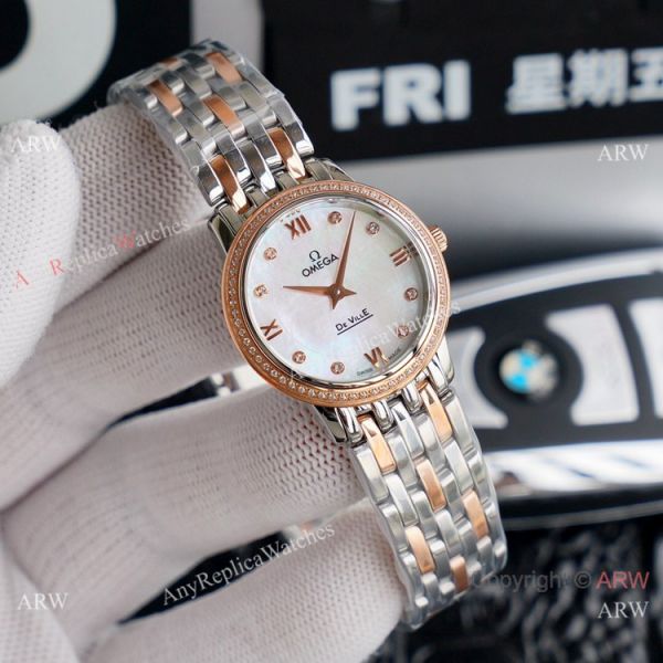 Swiss Quartz Omega De Ville 2-Tone Rose Gold Watches Women Size Swiss Quartz Omega De Ville 2-Tone Rose Gold Watches Women Size