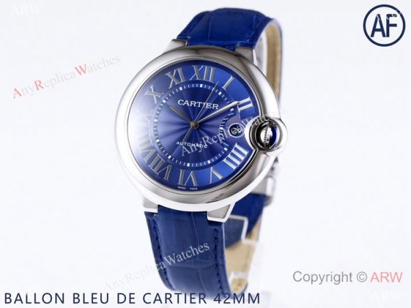 AF Swiss Grade Copy Cartier Ballon Bleu Watch 42mm Blue Dial AF Swiss Grade Copy Cartier Ballon Bleu Watch 42mm Blue Dial