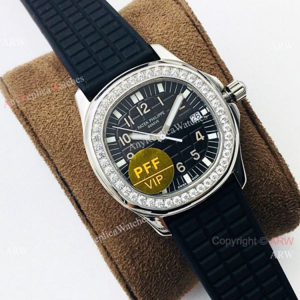 PFF Factory Copy Patek Philippe Aquanaut Luce Watch Black Dial Lady Size PFF Factory Copy Patek Philippe Aquanaut Luce Watch Black Dial Lady Size