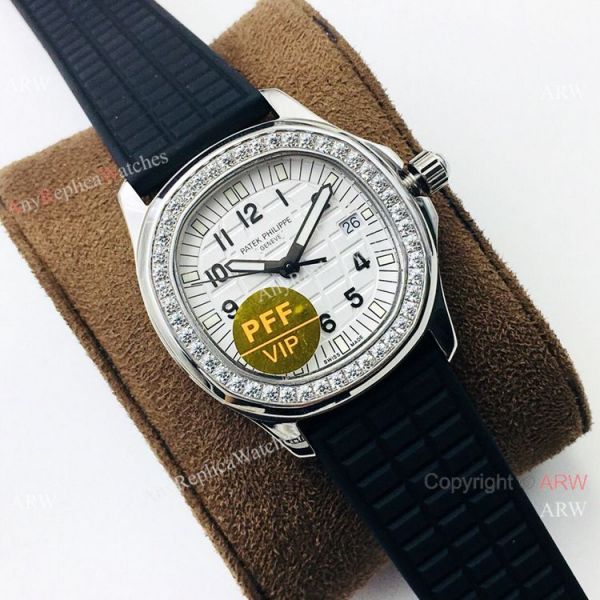 PFF Factory Swiss Patek Aquanaut Luce Lady Watch White Dial Diamond Bezel PFF Factory Swiss Patek Aquanaut Luce Lady Watch White Dial Diamond Bezel