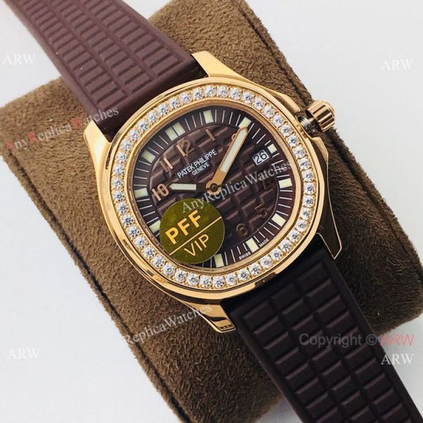 PFF Replica Patek Philippe Aquanaut Luce Lady Quartz Watch Chocolate Dial PFF Replica Patek Philippe Aquanaut Luce Lady Quartz Watch Chocolate Dial