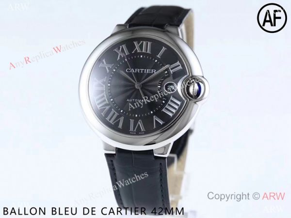Swiss Replica Cartier Ballon Bleu Watch Black Dial Leather Strap 42mm Swiss Replica Cartier Ballon Bleu Watch Black Dial Leather Strap 42mm
