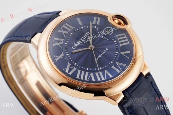 Swiss AAA Copy Cartier Ballon Bleu 42mm Automatic Watch Rose Gold Blue Dial Swiss AAA Copy Cartier Ballon Bleu 42mm Automatic Watch Rose Gold Blue Dial