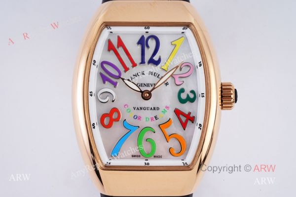 Replia Franck Muller Vanguard Rose Gold V32 Women Watch With Colorful Numbers Replia Franck Muller Vanguard Rose Gold V32 Women Watch With Colorful Numbers