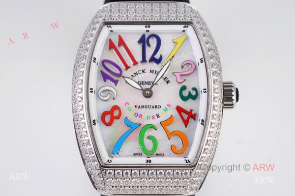 Best Replica Franck Muller Vanguard Diamond Watch For Women With Black Leather Strap Best Replica Franck Muller Vanguard Diamond Watch For Women With Black Leather Strap
